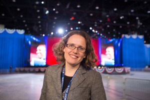 In McCormick center before the big party.  (John Zich / Polaris)
